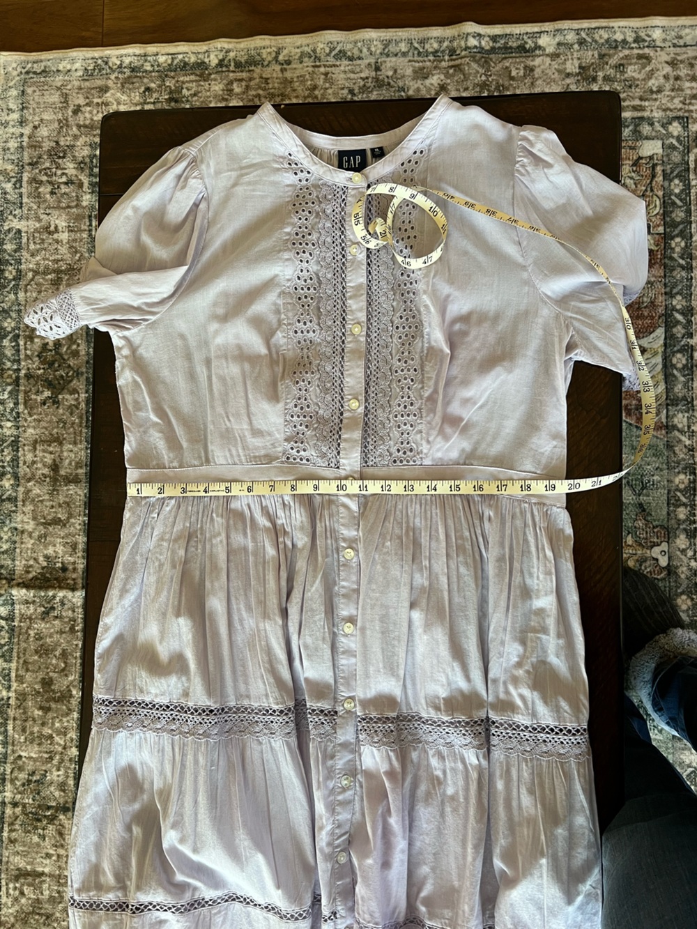 Cotton GAP Pale Lavender Lightweight Button-Front Tiered Midi Dress - Picture 9 of 13